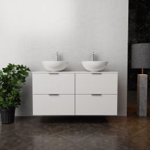 Inda - Badezimmerschrank B.120 Mit Doppelwaschbecken / Mattweiß 4 Schubladen - Topazio