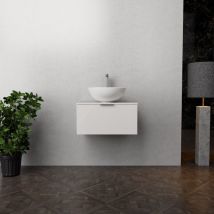 Inda - Badezimmerschrank B.60 Mit Aufsatzwaschbecken / Weiß Glänzend 1 Schublade - Topazio