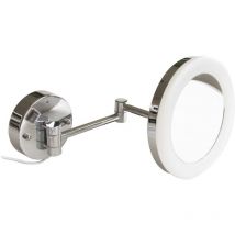 Inda - Espejo de aumento redondo de pared 3x con brazo articulado led