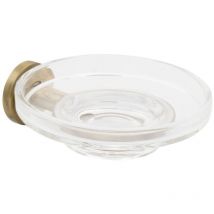 Inda - Una jabonera de pared de bronce con recipiente de cristal transparente