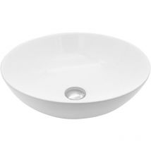 Inda - Lavabo redondo de apoyo Brezza en cerámica Ø50 cm blanco brillante
