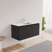 Inda - Mobile bagno 1 cassetto L.100 con lavabo stondato - Nero