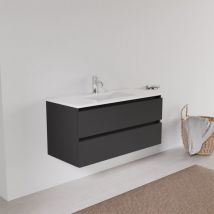 Inda - Mobile bagno 2 cassetti L.100 con lavabo squadrato - Nero