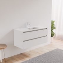 Inda - Mobile bagno 2 cassetti L.100 con lavabo stondato - Bianco