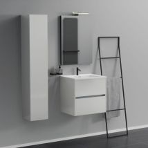 Inda - Mobile bagno 2 cassetti L.60 con lavabo specchio e lampada