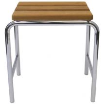 Sedile doccia in acciaio lucido / teak - Inda