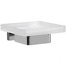 Wandmontierte Seifenschale Lea Chrom glänzend mit satiniertem Glasbecken - Inda