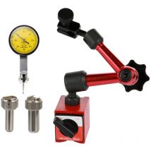 Indicateur à cadran rond en métal et mini kit d'outils de support de base magnétique flexible, Précision 0,01 mm, plage 0-0,8 mm