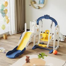 Indoor Rutsche für Kinder, 6 in 1 Kinderrutsche Schaukel für 1-3 Jahre, mit Basketballständer, Kletterleiter, Schaukelrutsche, Rutsche für drinnen