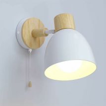 Indoor Wall Light with Switch Vintage Wooden Wall Lamp E27 Industrial Retro Wall Lights led Wall Lighting Night Light for Bedroom, Living Room,