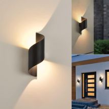 Ugreat - Indoor/Outdoor Wall Light, 10W Warm White Lamp, Up Down Light Fixture, Waterproof IP65 Lighting, Metal Spiral for Bar, Black
