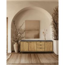 Indra grand - Grand buffet bas en teck recyclé bicolore 200 cm