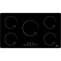 Iseasy - Induction Hob 5 Zone 90CM Electric Cooktop 8600W Built-in Induction Plate with Boost Function, Black Glass, Touch Control, Child-safety