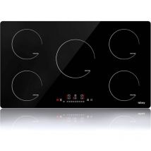Induktionskochfeld, IsEasy 90cm Induktionskochfeld, Elektrokochfeld mit 5 Kochzonen/8600W, 1800W/1200W/2000W/1200W/1500 W, 1-99Min Timer,