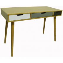 Watsons - industrial - 2 Drawer Office Computer Desk / Dressing Table - Beech / Multicoloured - Beech / Multi