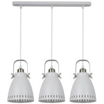 Italux Franklin - Industrial And Retro Hanging Pendant White, Satin Nickel 3 Light with White Shade, E27