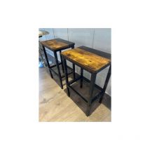 Uniquehomefurniture - Industrial Bar Stools Rustic Metal Breakfast Dining Seat Vintage Tall Chair Set2