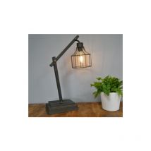 Industrial Desk Light Vintage Retro Table Lamp Rustic Metal Cage Shade Bulb