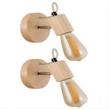 Goeco - 2 Pieces Wall Sconce, Delicate Wood Color Wall Sconce, Light Source Not Included