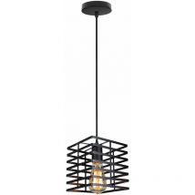 Wottes - Vintage Pendant Light Creative Cube Hanging Ceiling Lamp Shade Indoor Chandelier - Black