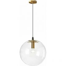Hoopzi - Industrial Light E27 Suspension Transparent Lamp Brass Gold Head Interior Chandelier Suspension Living Room (15cm)