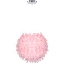 Modern Ceiling Pendant Light Adjustable Hanging Lamp Indoor Chandelier Fluffy Feather Lamp Shade Pink