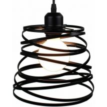 Industrial Pendant Light Design Spring Cage Shape ø 20cm,Metal Iron Ceiling Lamp Light E27 40W, Black (without bulb)