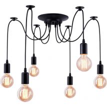 Industrial Pendant Lighting Fitting Classic Edison Ceiling Lamp Retro Spider Chandelier E27 for Bedroom Living Room Kitchen 6 Lights/150cm