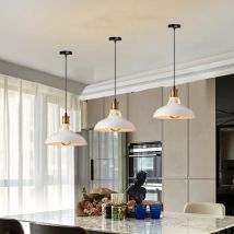 Axhup - Pendelleuchte Lampenschirm Retro Hängelampe aus Metall Edisen E27 Lampe für Loft Esszimmer Wohnzimmer Flur Weiß - 3PCS