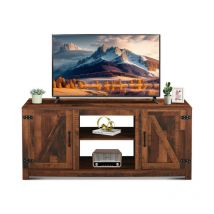 Industrial tv Cabinet with Storage Wood tv Stand Unit Cabinet for TVs up to 60', Media Centre with 2 Doors & Open Shelves, tv Table for Living Room