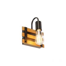 Industrial wall lamp brown with wood - Paleta Mai - Brown