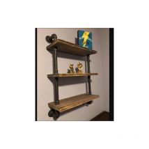 Uniquehomefurniture - Industrial Wall Shelf Rustic Solid Wood Display Cabinet Vintage Shelving Unit