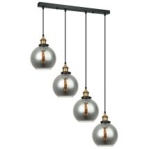 Italux Cardena - Industrie- und Retro-Anhänger schwarz, Gold 4 Light mit Smoky Shade, E27 Dimmbar