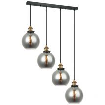 Italux Cardena - Industrie- und Retro-Anhänger schwarz, Gold 4 Light mit Smoky Shade, E27 Dimmbar
