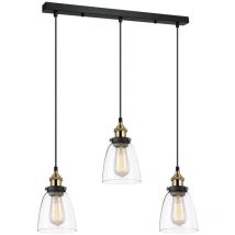 Francis - Industrie- und Retro-Anhänger schwarz, Gold 3 Light mit klarem Farbton, E27 dimmbar - Italux