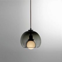 Wottes - Industrie Vintage Pendelleuchte E27 Glas Lampenschirm Hängelampe Glas Lampenschirm Hängelampe - Rauchgrau Ø20CM