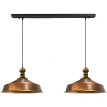 Industrielle Doppel-Pendelleuchte aus Handbemaltem Kupferfarbe Metall – Vintage-Kronleuchter E27 Ø40 cm für Wohnzimmer, Schlafzimmer oder Esszimmer