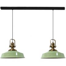 Industrielle Doppel-Pendelleuchte aus Handbemaltem Minzgrün Metall – Vintage-Kronleuchter E27 Ø41 cm für Wohnzimmer, Schlafzimmer oder Esszimmer