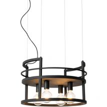 Industrielle Hängelampe Schwarz Mit Rundem 4-licht-rack - Cage Rack