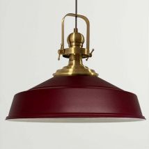 Burgund Industrielle Pendelleuchte aus handbemaltem Metall – Vintage-Kronleuchter E27 Ø41 cm für Wohnzimmer, Schlafzimmer oder Esszimmer