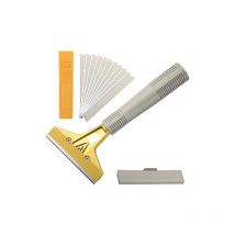 Industry Scraper with 10 Blades, Plancha Scraper for Wallpaper, Glass Scrapers, for Glue, Window Tile, Car, Mirror, Cleaning, Gold