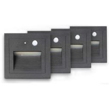 Ineasicer 4er-pack Led-einbaustrahler, 3 W, Wandleuchte, Treppenleuchte, Bodenleuchte Mit Bewegungsmelder, Einbau, 2800 K Warmweiß-weiß/schwarz
