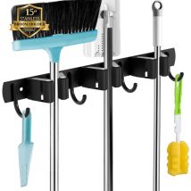 Ineasicer Besenhalter Zur Wandmontage, 3 Halterungen + 4 Haken Schwarzer Besenhalter Zur Wandmontage, Besenhalter Zur Wandmontage, Besenhalter Zur 