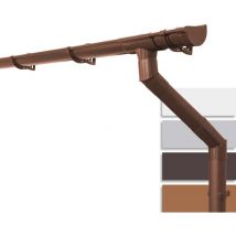 Inefa - Dachrinnen Set Haus, NW125 / 125mm, halbrund Regenrinne Kunststoff für Satteldach, eine Dachseite, Made in Germany - 5m Braun