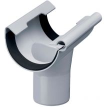 INEFA Ablaufstutzen halbrund, PVC Einhangstutzen Dachrinnenzubehör, einfache Steckmontage, Made in Germany - NW 125/DN 100 Grau