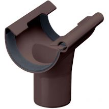 Ablaufstutzen Halbrund, Pvc Einhangstutzen Dachrinnenzubehör, Einfache Steckmontage, Made In Germany - Nw 100/dn 75 Dunkelbraun - Inefa
