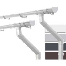 Inefa - Kit de gouttières pour maison de jardin, abri der jardin, nw 100 semi-circulaire deux côtés de toit, gouttières en pvc pour toit à deux