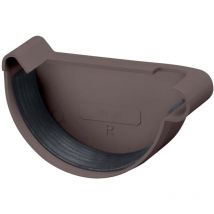 Inefa - Dachrinnen Endstück halbrund, pvc Dachrinnenzubehör, einfache Steckmontage, Made in Germany - NW150 / 150mm, rechts Dunkelbraun