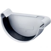 Dachrinnen Endstück halbrund, pvc Dachrinnenzubehör, einfache Steckmontage, Made in Germany - NW100 / 100mm, rechts Grau - Inefa