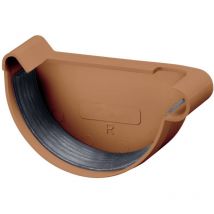 Dachrinnen Endstück halbrund, pvc Dachrinnenzubehör, einfache Steckmontage, Made in Germany - NW150 / 150mm, rechts Braun - Inefa